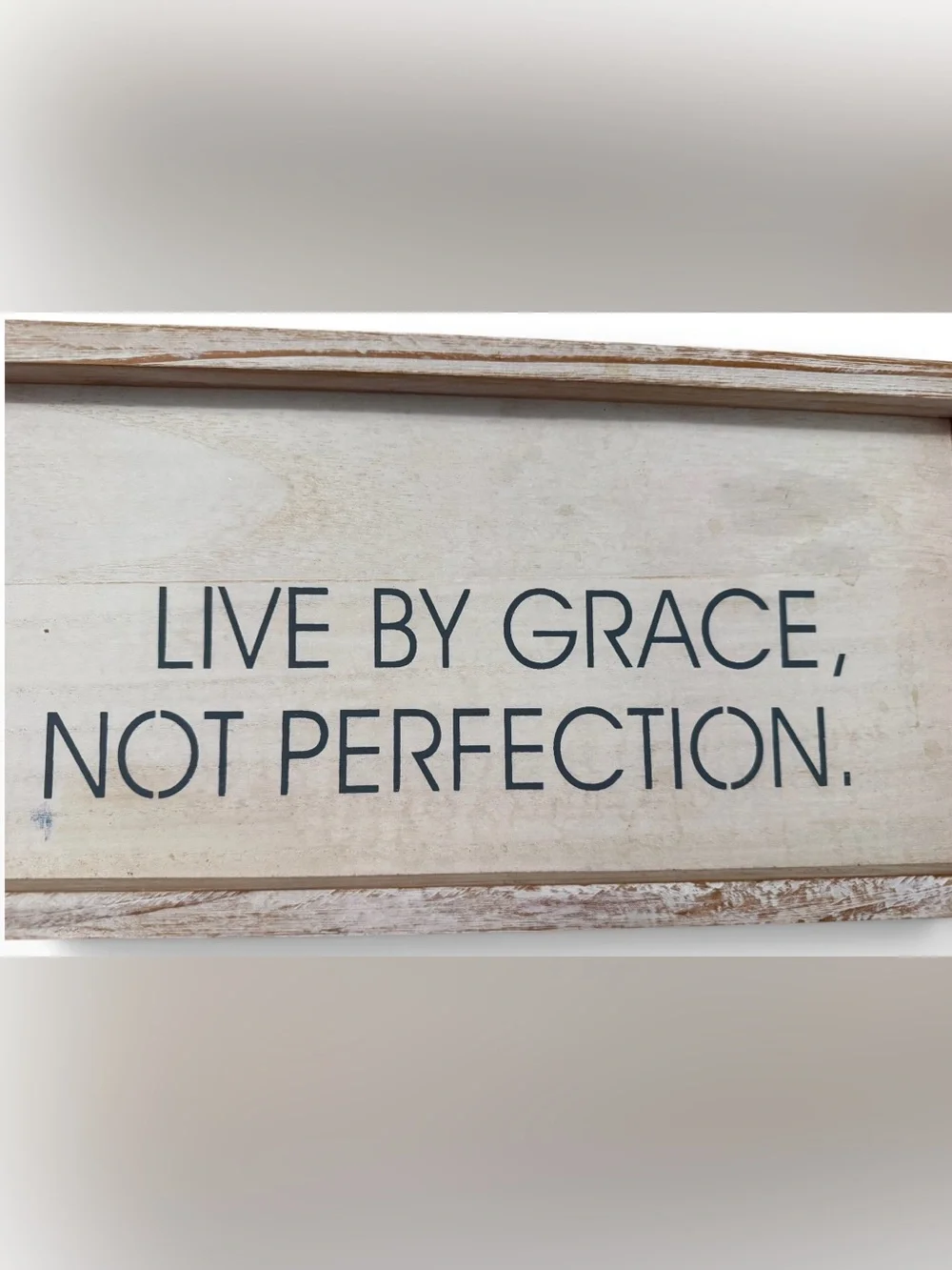Live By Grace Not Perfection Farmhouse Framed Wood Wall Sign
